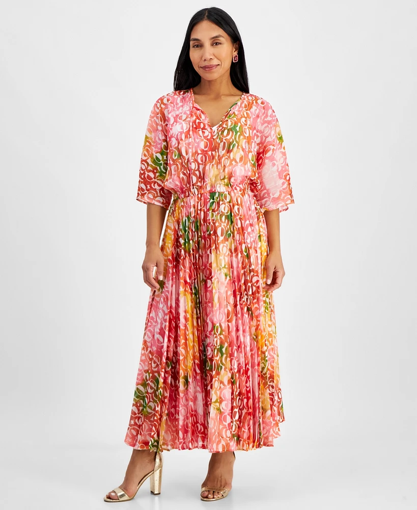 I.n.c. International Concepts Petite Floral-Print Pleated Maxi Dress, Created for Macy's