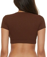 Trina Turk Women's Glimmer Lace-Up Crop Swim Tee Top, Created for Macy's