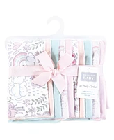 Hudson Baby Infant Girl Flannel Burp Cloth 10pk, Dreamy Unicorn, One Size