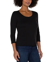 Liverpool Los Angeles Women's Scoop-Neck Cotton 3/4-Sleeve T-Shirt