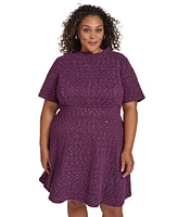 Jessica Howard Plus Boucle Round-Neck Dress