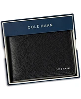 Cole Haan Men's Leather Global Bifold Coin Pocket Wallet with Contrast Color Edge