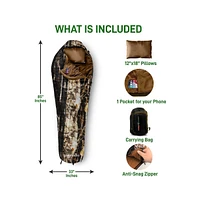 SereneLife Mummy Sleeping Bag With Travel Pillow and Compression Sack