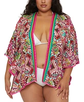 Trina Turk Women's Hawaiian Garden-Print Open-Front Tunic Cover-Up, Created for Macy's