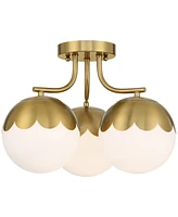 360 Lighting Camila 16" Wide Antique Brass 3-Light Ceiling Light