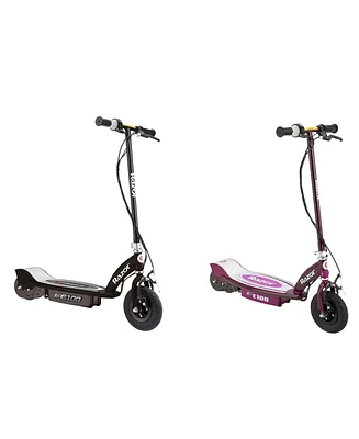 Razor E100 Kids 24 Volt Motorized Electric Powered Scooters, Black & Purple