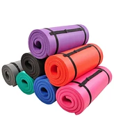 Signature Fitness 1" Extra Thick Exercise Fitness Yoga Mat w/ Carry Strap