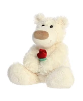 Aurora Medium Honey Bear with Rose Valentine Heartwarming Plush Toy White 12"