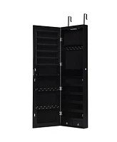 Costway Mirrored Jewelry Cabinet Jewelry Organizer w/2 Led Lights