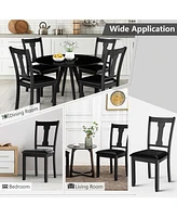 Sugift Set of 2 Dining Room Chair with Rubber Wood Frame and Upholstered Padded Seat-Black