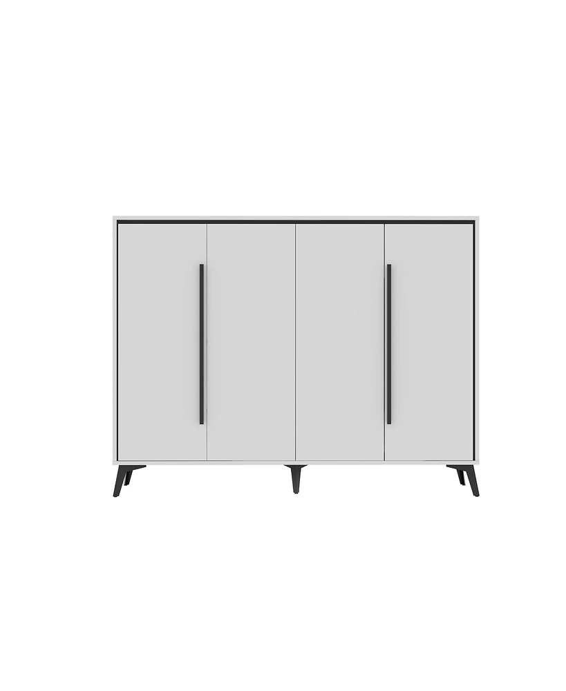 Homsee White Wood Sideboard, Storage Cabinet with 4 Doors and 8 Shelves