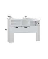 Homsee White Bookcase Headboard With Strong Storage And Led Light