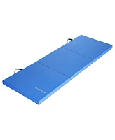 BalanceFrom Fitness GoGym 6x2ft Folding 3 Panel Exercise Mat with Handles, Blue