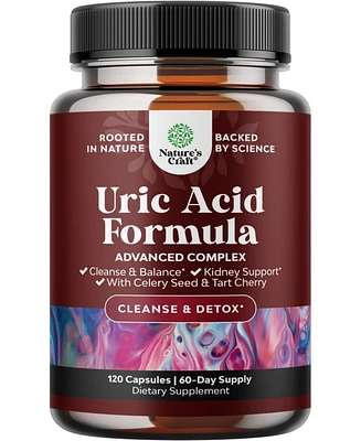 Nature's Craft Uric Acid Capsules, Joint Support Supplement and Detox Cleanse with Tart Cherry Extract, Nature's Craft, 120 ct