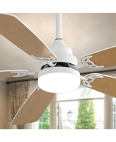 Slickblue Indoor 52-Inch Modern Ceiling Fan with Dimmable Led Light, 6-Speed, Remote Control & Reversible Dc Motor