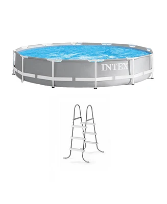 Intex 12 Foot Prism Frame Above Ground Swimming Pool with Pump & Pool Ladder