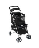 Slickblue Pet Stroller for 2 Dogs and Cats – Dual-Compartment, Comfortable and Convenient