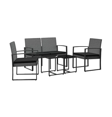 vidaXL 5 piece Patio Dining Set with Cushions Dark Gray Pp Rattan