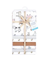 Hudson Baby Cotton Poly Flannel Receiving Blankets Bundle, Farm World, One Size