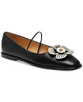 Coach Women's Elaina Tea Rose Leather Ballet Flats