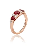 Suzy Levian New York Suzy Levian Rose Sterling Silver Red White Cubic Zirconia Graduating Ring