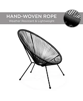 Best Choice Products 3-Piece All-Weather Patio Acapulco Bistro Furniture Set w/ Rope, Glass Top Table