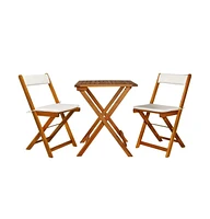 vidaXL 3 Piece Folding Bistro Set with Cushions Solid Acacia Wood