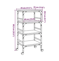 vidaXL Kitchen Trolley Smoked Oak 17.7"x13.8"x35.2" Engineered Wood