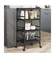 vidaXL Kitchen Trolley Black 17.7"x13.8"x35.2" Engineered Wood