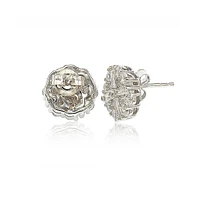 Suzy Levian New York Suzy Levian Sterling Silver White Cubic Zirconia Fancy Cluster Stud Earrings