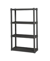 Sterilite Plastic Indoor Outdoor 4 Shelf Durable Shelving Unit, Gray, 4 Pack