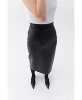 Nocturne Women's High Waist Faux Leather Skirt