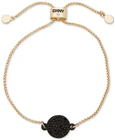 Dkny Gold-Tone Pave Disc Charm Link Slider Bracelet