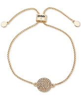 Dkny Gold-Tone Pave Disc Charm Link Slider Bracelet