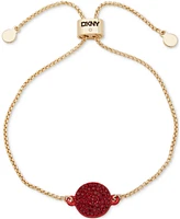 Dkny Gold-Tone Pave Disc Charm Link Slider Bracelet