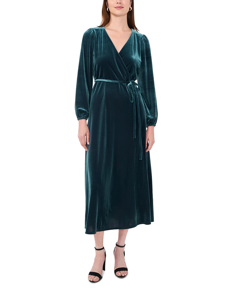 Msk Women's Long-Sleeve Stretch-Velvet Dress