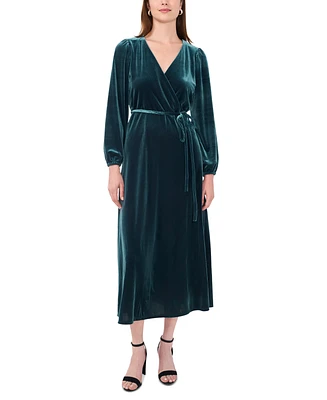 Msk Women's Long-Sleeve Stretch-Velvet Dress