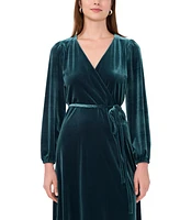 Msk Women's Long-Sleeve Stretch-Velvet Dress