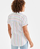 Style & Co Petite Cotton Button-Front Short-Sleeve Camp Shirt, Created for Macy's