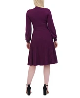 Jessica Howard Women's Long-Sleeve Pleated Knit Dress