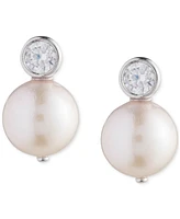 Lauren Ralph Lauren Sterling Silver Cubic Zirconia & Freshwater Pearl Stud Earrings