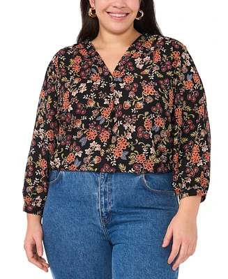 Vince Camuto Plus Printed V-Neck Blouse