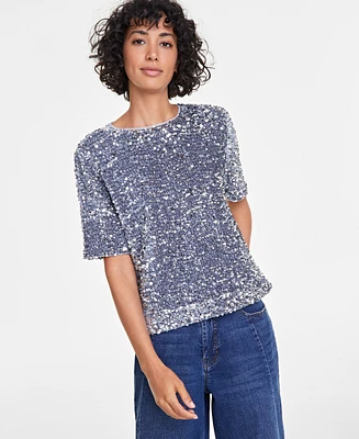 On 34th Trendy Plus Size Sequined Velvet Top, Exclusively at Macy's