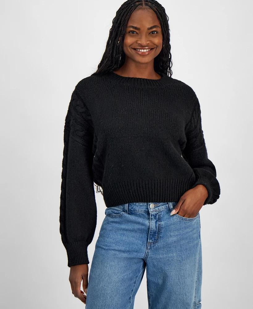 And Now This Women's Cable-Knit-Detail Crewneck Sweater, Exclusively at Macy's