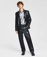 Tinsel Mens Faux Leather Suit Jacket Pants