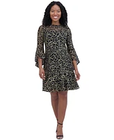 Jessica Howard Women's Illusion-Yoke Flounce-Hem Dress