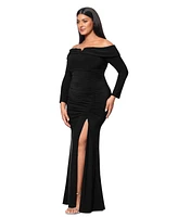 Xscape Plus Off-The-Shoulder Ruched Evening Gown