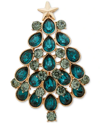 Anne Klein Gold-Tone Tonal Stone Christmas Tree Pin