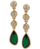 Anne Klein Gold-Tone Pave Disc & Color Stone Linear Drop Earrings