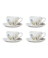 Lenox Wildflowers Teacup & Saucer Set, Service for 4